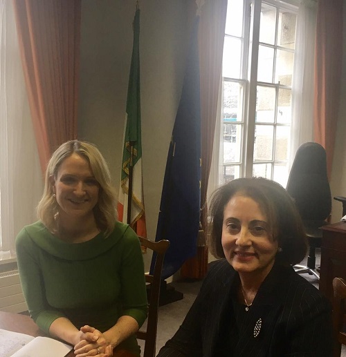 Meeting of the Greek Ambassador, H.E. Mrs. Simopoulou, with the Irish Minister of State for European Affairs, Ms. Helen McEntee